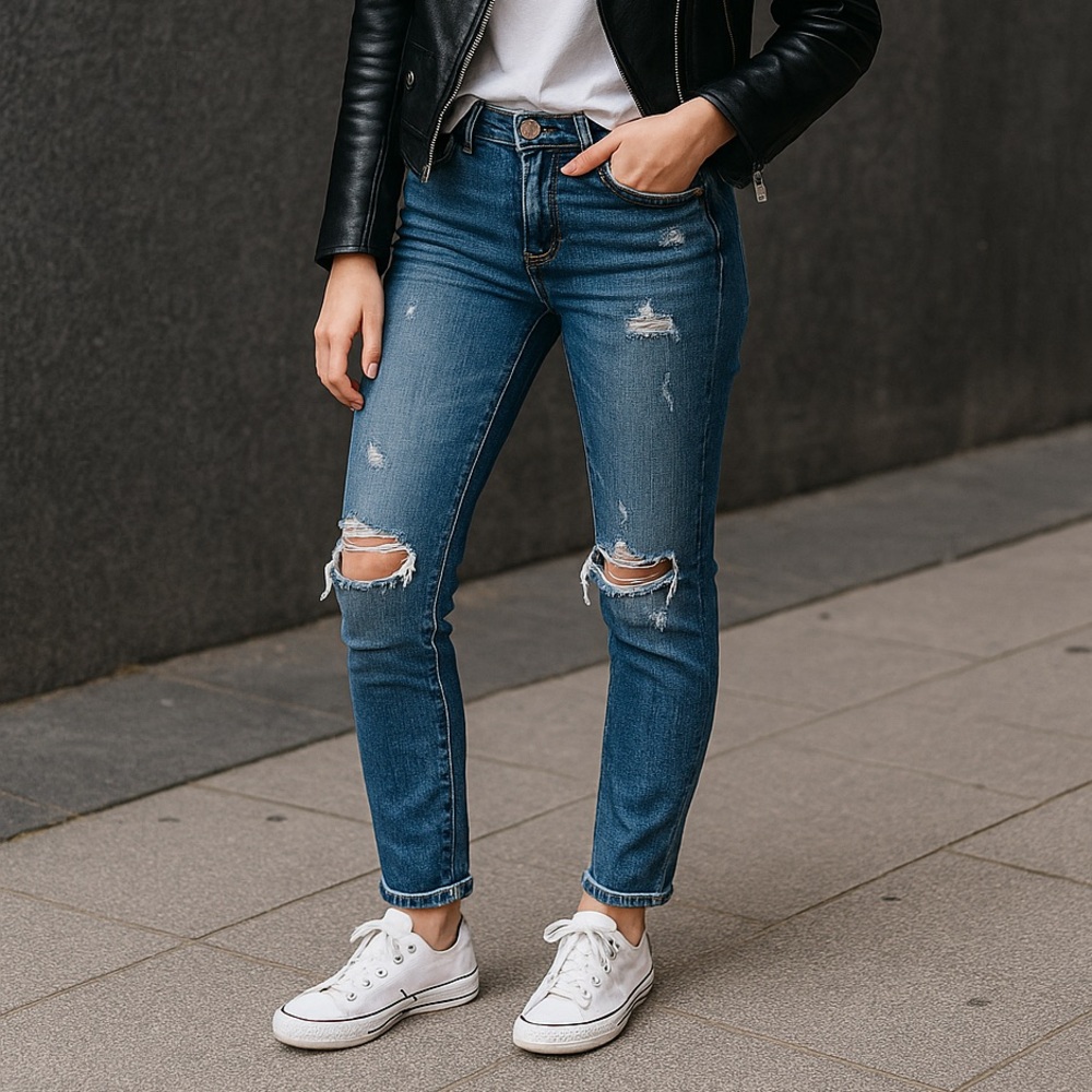 J.Crew Toothpick Distressed Skinny Jeans Women’s Blue Denim Size 26